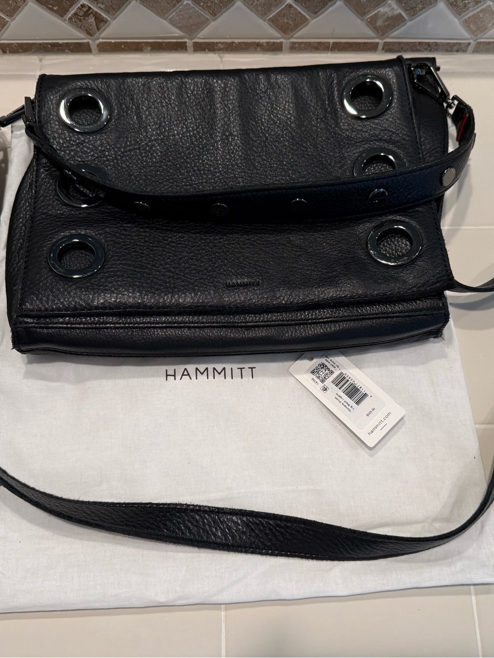 Hammitt Montana Clutch Leather Crossbody Gunmetal Hardware